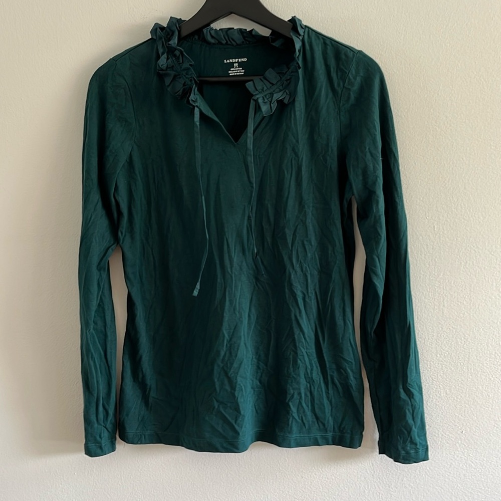 NWOT Lands End Women’s Long Sleeve Hunter Green Top Sz XS